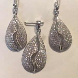 Earring and necklace three piece set micro-pave